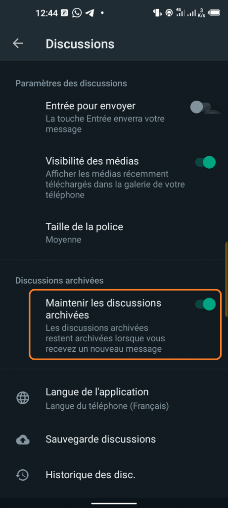 Discussion pour quitter le groupe WhatsApp